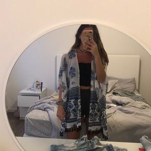 Blue and white kimono